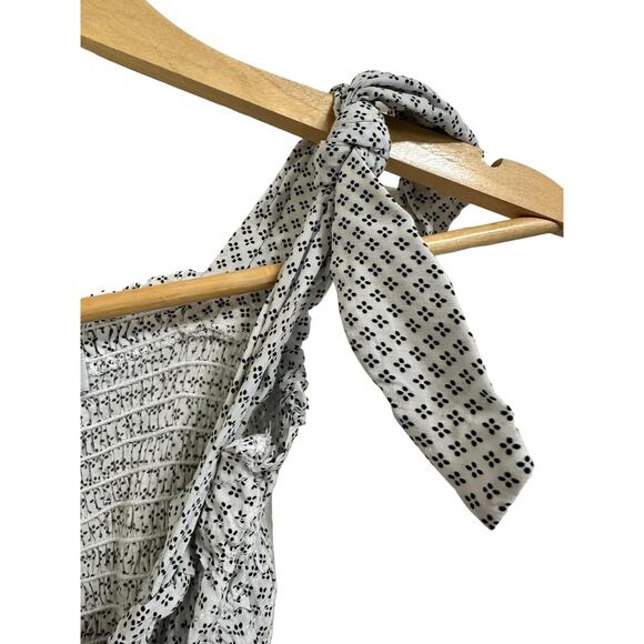 Blue Life Zamar Tie Shoulder Smocked Cropped Tank Top Ruffle Trim Size XS - Picture 5 of 7